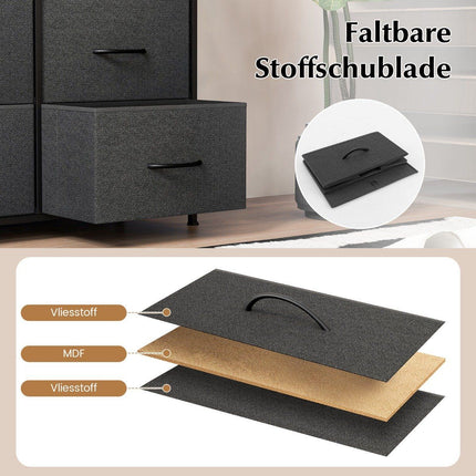 Comodă cu 8 sertare și cadru metalic și comodă din material pentru masă 80 x 30 x 92 cm gri