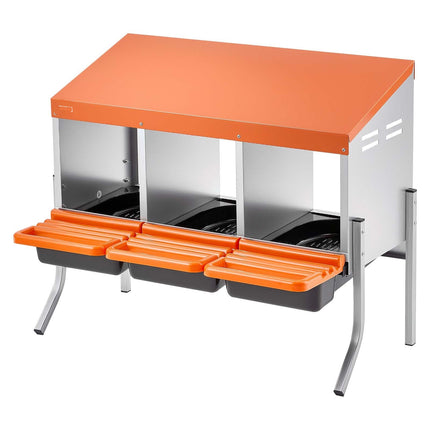 Chicken Nesting Box, 3-Compartment Roll Away, With Legs