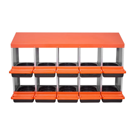 Chicken Nesting Boxes, 2-Tier 10-Compartment Roll-Out