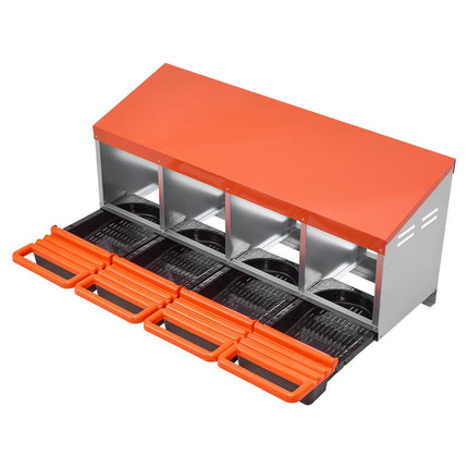 Chicken Nesting Boxes, 4-Compartment Roll-Out, Galvanized Steel