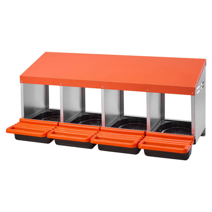 Chicken Nesting Boxes, 4-Compartment Roll-Out, Galvanized Steel