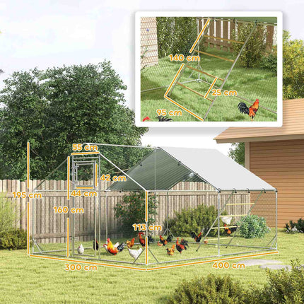 Steel chicken coop - UV protection, 300x400x195 cm, 12-18 chickens