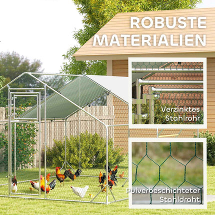 Steel chicken coop - UV protection, 300x400x195 cm, 12-18 chickens