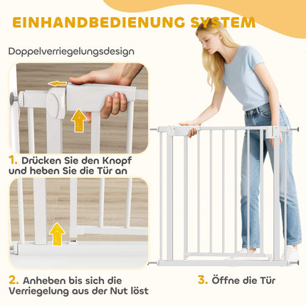 Barieră de siguranță pentru copii, fără găurire, închidere automată, 76-82 cm, albă