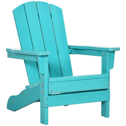 Children's teal Adirondack chair for ages 3+ with slatted design