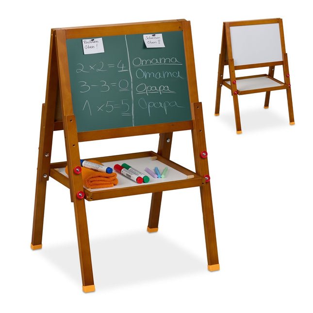 Șevalet 2 în 1 pentru copii - tablă albă și tablă cu cretă