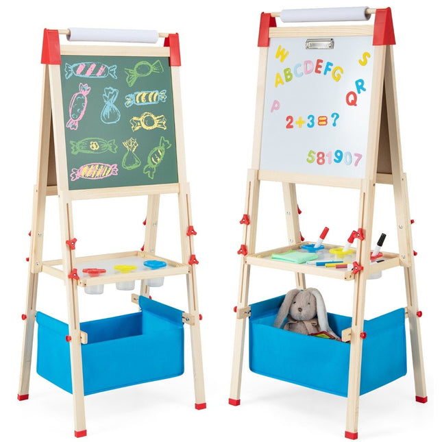 Șevalet reglabil pentru copii cu tablă magnetică și tablă albă