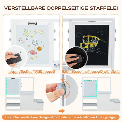 Set de șevalet pentru artă pentru copii cu tablă și tablă albă
