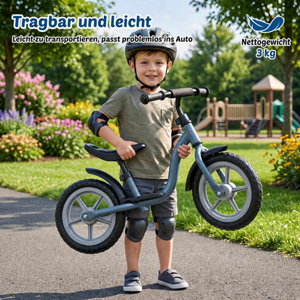 Bicicletă de echilibru pentru copii, reglabilă, ușoară, albastră