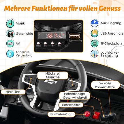 Children's Chevrolet electric car with 2.4G remote control & suspension & lights & music children's car black