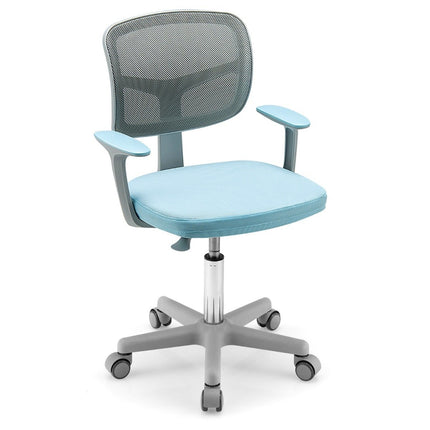 Scaun pentru computer pentru copii cu înălțime reglabilă și roți cu blocare automată 54 x 54 x 80 - 91,5 cm Albastru + Gri