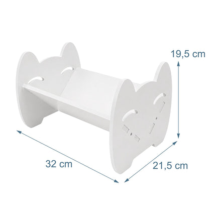 Children's Desk Bookshelf with Cat Design, White PVC, 3 kg Load