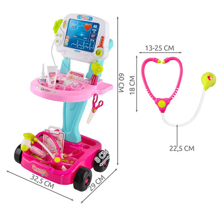 Set de joacă pentru copii cu cărucior și model doctor – 18 piese
