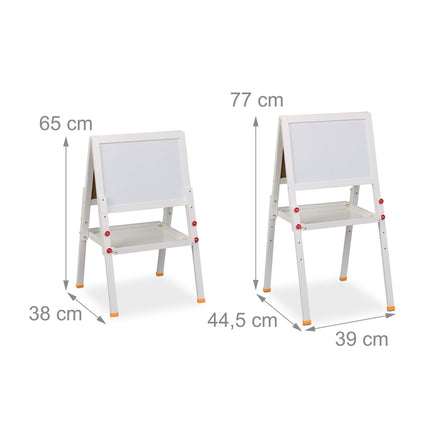 Șevalet de desen pentru copii cu tablă albă și tablă cu cretă