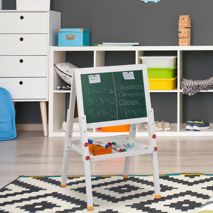 Șevalet de desen pentru copii cu tablă albă și tablă cu cretă