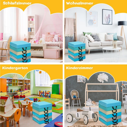 Set de 6 perne de podea pentru copii cu maner, albastru deschis