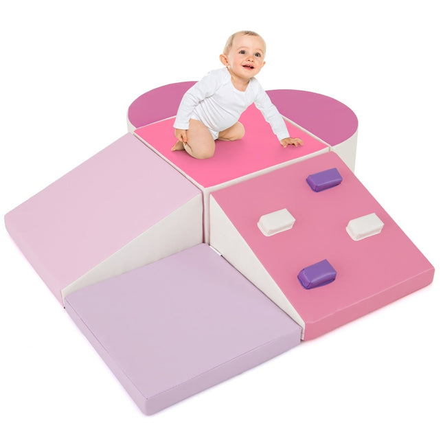 Set de blocuri de cățărat din spumă pentru copii – 6 piese, roz