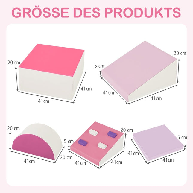 Set de blocuri de cățărat din spumă pentru copii – 6 piese, roz