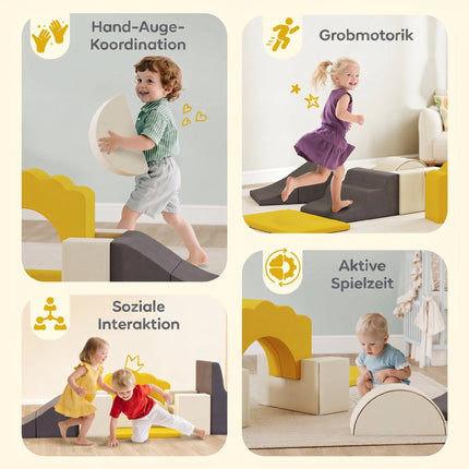 Set de joacă pentru copii din spumă, 7 piese, catifea galbenă