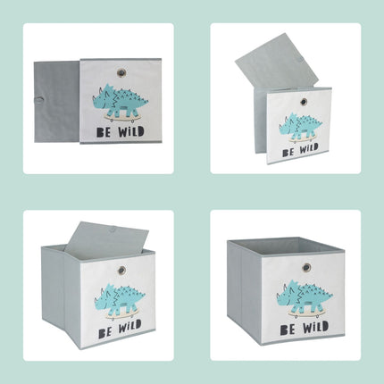 Cutii de depozitare pliabile pentru copii, pachet de 3, dinozauri și animale