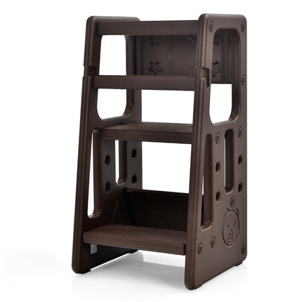 Scaun de bucătărie pentru copii cu balustrade duble de siguranță Scaun pentru copii mici 46,5 x 46,5 x 90 cm maro