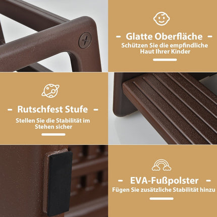 Scaun de bucătărie pentru copii cu balustrade duble de siguranță Scaun pentru copii mici 46,5 x 46,5 x 90 cm maro