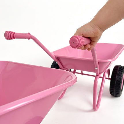 Children's Metal Wheelbarrow with 2 Wheels, Pink, 43 x 74 x 36 cm