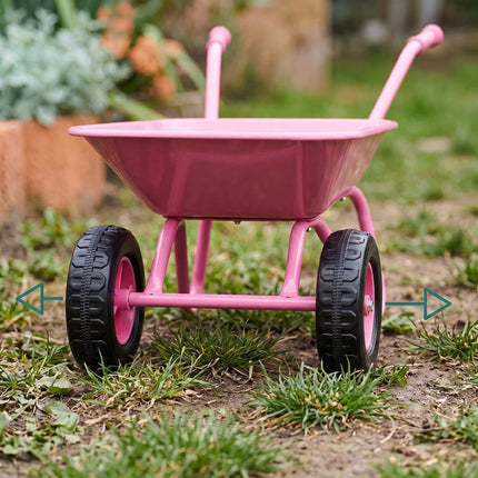 Children's Metal Wheelbarrow with 2 Wheels, Pink, 43 x 74 x 36 cm