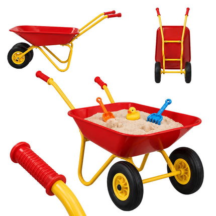 Children's Metal Wheelbarrow with 2 Wheels, Red, 43 x 74 x 36 cm