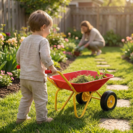 Children's Metal Wheelbarrow with 2 Wheels, Red, 43 x 74 x 36 cm