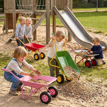 Children's Metal Wheelbarrow with 2 Wheels, Red, 43 x 74 x 36 cm