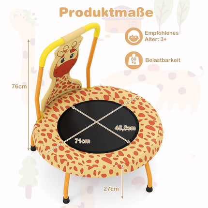 Mini trambulină pentru copii cu mâner, design girafă, 71 cm
