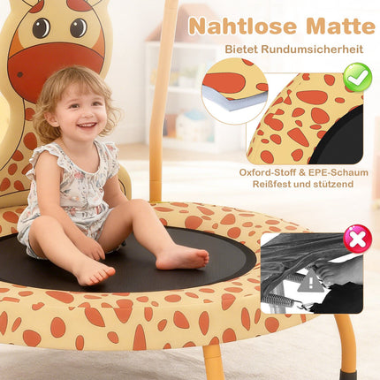 Mini trambulină pentru copii cu mâner, design girafă, 71 cm