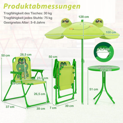 Set de picnic pentru copii cu umbrelă - Set pliabil din 4 piese