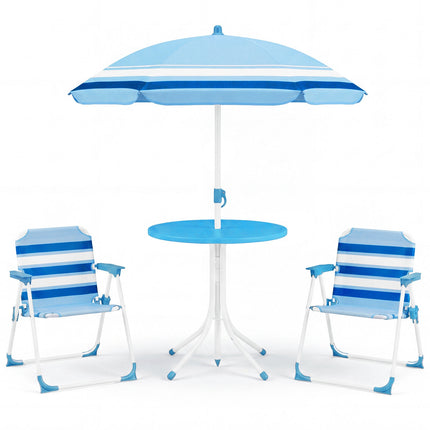 Set masă de picnic pentru copii cu umbrelă reglabilă, albastru