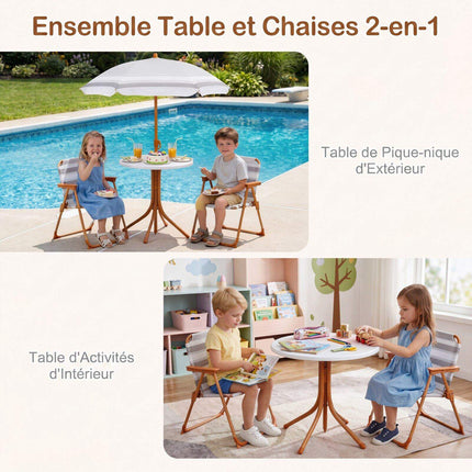 Set masă de picnic pentru copii cu umbrelă reglabilă