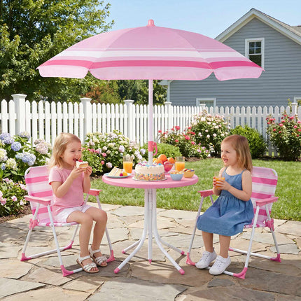 Set masă de picnic pentru copii cu umbrelă reglabilă, roșu