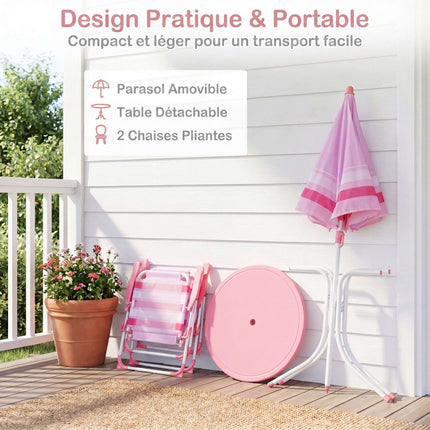Set masă de picnic pentru copii cu umbrelă reglabilă, roșu