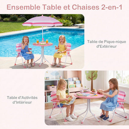 Set masă de picnic pentru copii cu umbrelă reglabilă, roșu