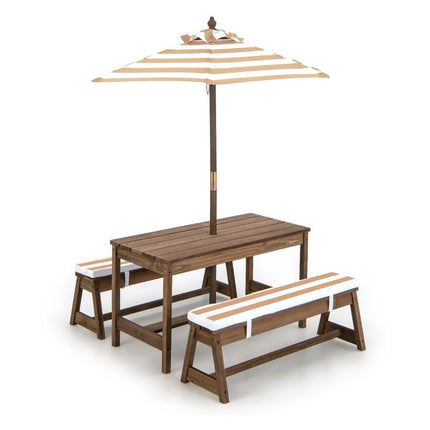 Set masă pentru picnic pentru copii cu umbrelă și bănci