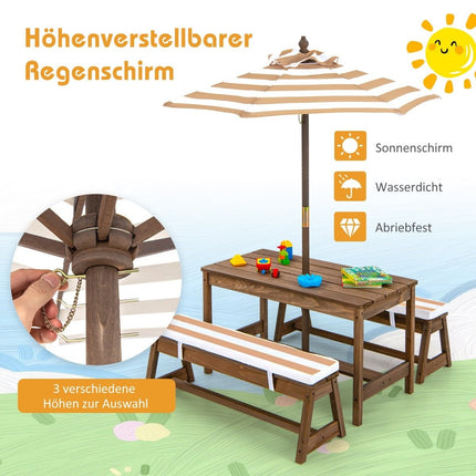 Set masă pentru picnic pentru copii cu umbrelă și bănci