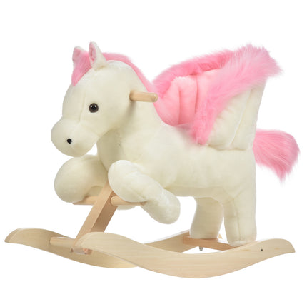 Cal legănător pentru copii Animal balansoar pentru copii cu sunete Mânere de prindere pentru 18-36 luni Plus alb roz 70x28x57 cm