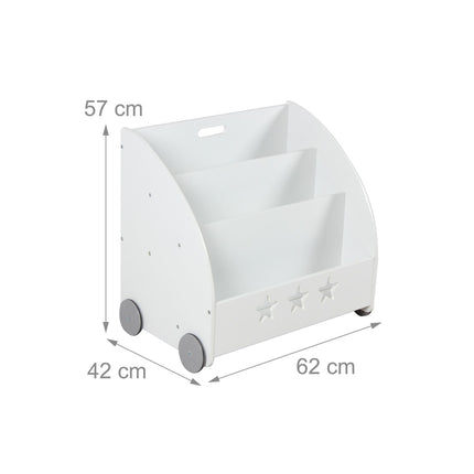 Raft de cărți rulant pentru copii, model stea, MDF