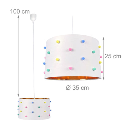 Lampă pentru camera copiilor cu pompoane colorate