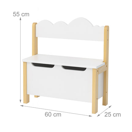 Bancă de depozitare pentru copii cu cutie de jucării, capac cu balamale