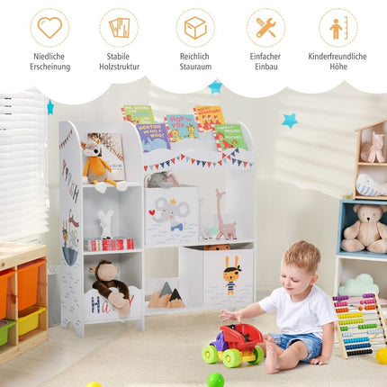Dulap de depozitare pentru copii cu 5 rafturi și 2 sertare din material textil
