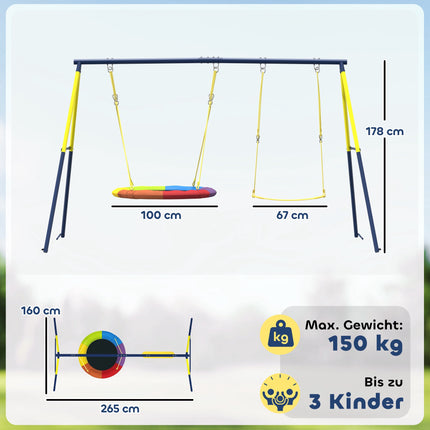 Balansoar pentru copii cu frânghii reglabile, leagăn cuib de 100 cm
