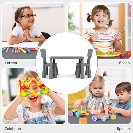 Set masă și scaune pentru copii, plastic, gri, vârste 1-7 ani