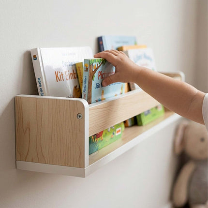 Set de 3 rafturi de perete pentru copii, MDF alb, 58 cm