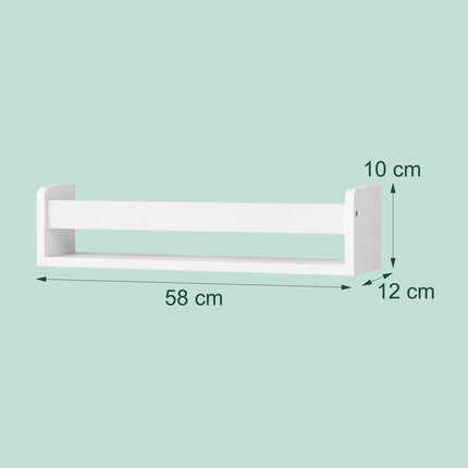 Set de 3 rafturi de perete pentru copii, MDF alb, 58 cm